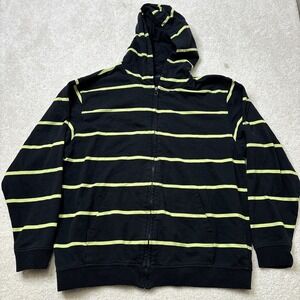 Siegfried & Company Striped Full Zip Hoodie Sweatshirt Men's Large Black Green
